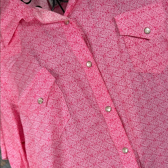 Wrangler Pink Patterned snap button Short Sleeve button down Shirt - Picture 6 of 14